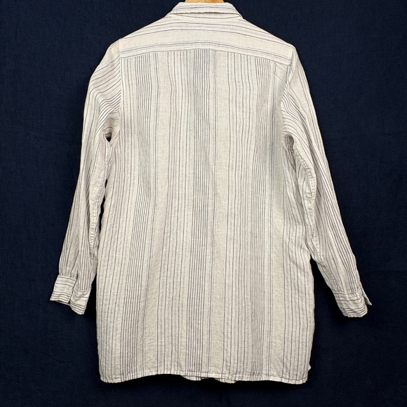 Garnet Hill Womens Long Sleeve Linen Button Up Shirt Sz M Breathable Coastal - Picture 7 of 12